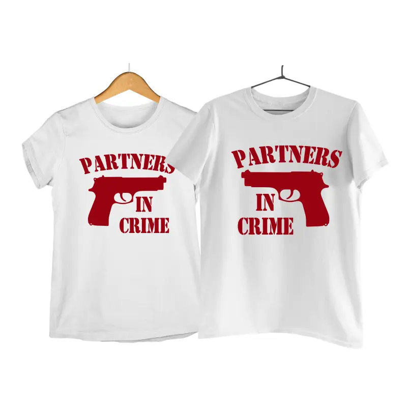 Partners in crime, set 2 tricouri cu mesaje